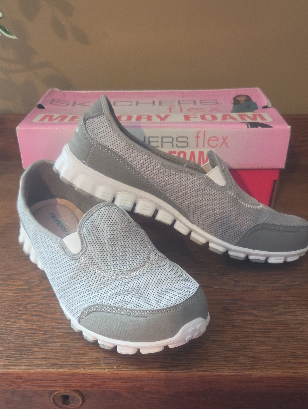 Skechers Women's Gray Slip-On Memory Foam Sneakers